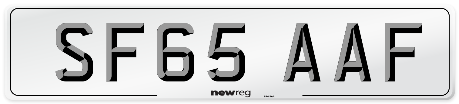 SF65 AAF Number Plate from New Reg